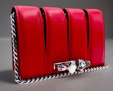 ALEXANDER McQUEEN Shoulder Bag Slash Cut Out Skull Red Leather NIB *REDUCED*