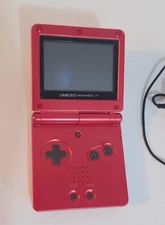 Nintendo Gameboy Advance GBA SP Handheld Console Flame Red, AGS-001 With Charger