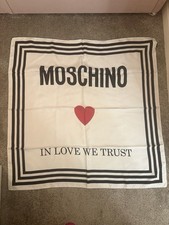 Moschino ‘In Love We Trust’ 100% Larioseta Silk Scarf Made In Italy 90x90cm