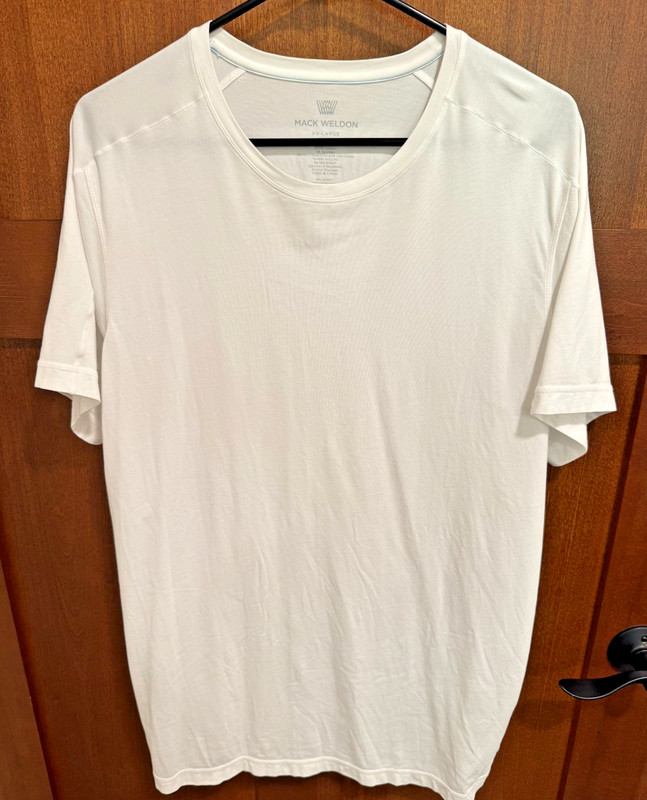 Mack Weldon Men's XXL White T - Shirt Blue Line Around Collar