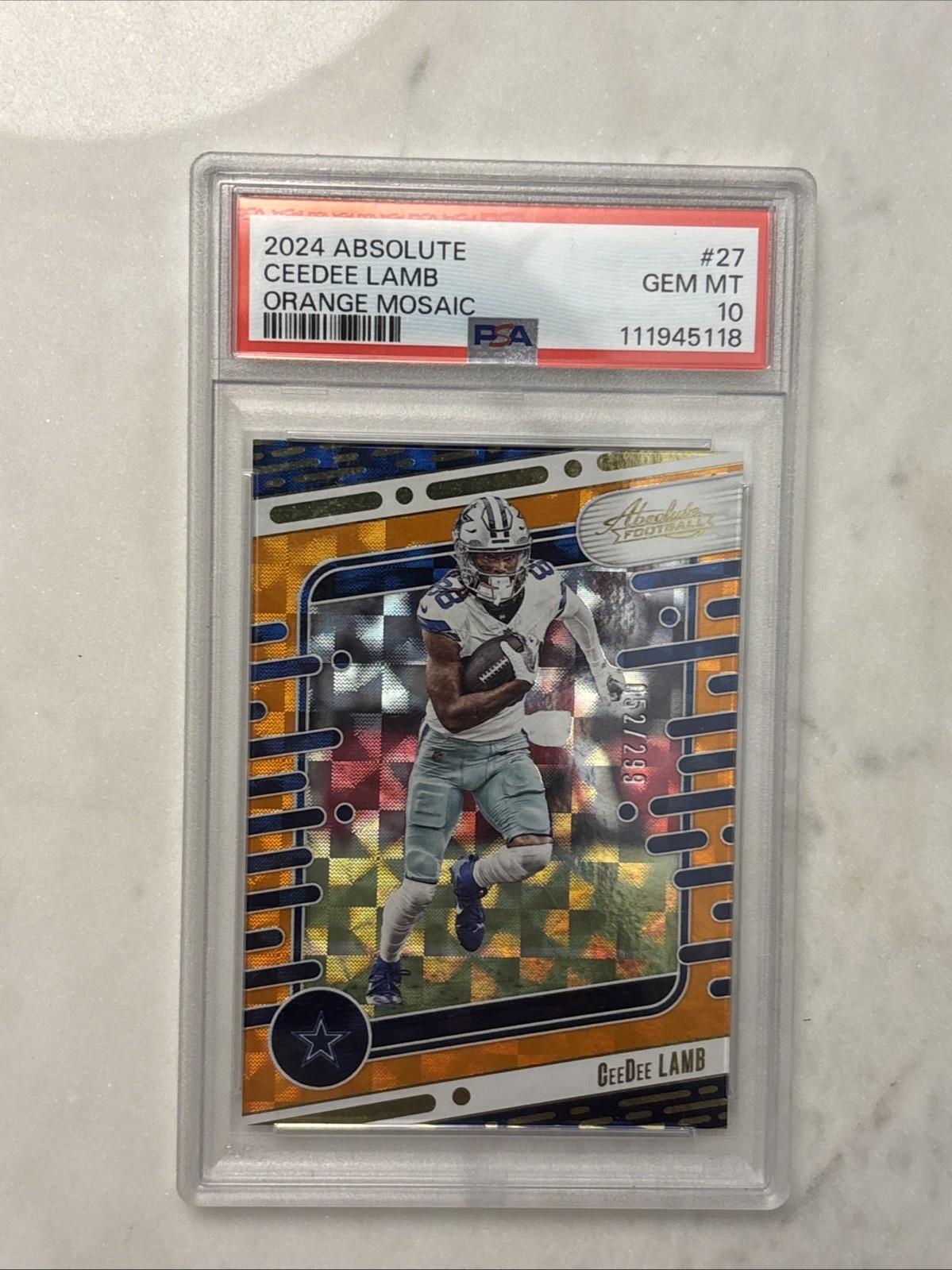 2024 Panini Absolute - CeeDee Lamb #27 Orange Mosaic /299 PSA 10 POP 3! 📈🔥