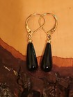 Vintage Sterling Silver 14k.Yellow  Gold Black Onyx Tear Drop Earrings — photo 6
