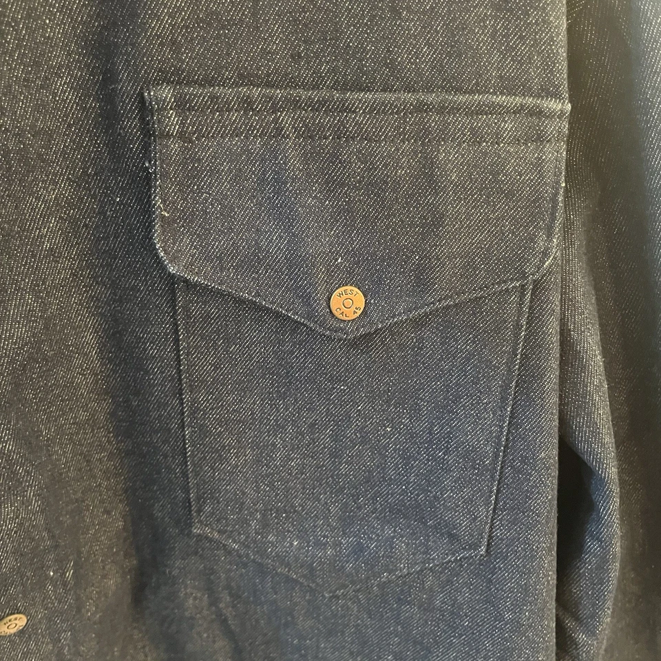Vintage West Cal 45 Lee Jean Denim Shirt Men XXL 2XL LS Snap Button Western - Image 3 of 4
