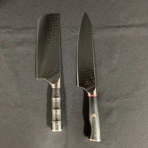 Couteau de chef japonais Set Gyuto 200mm & Nakiri 170mm avec poignée en bambou