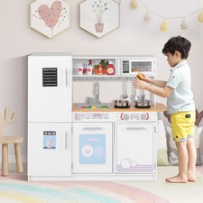 Costway Kids Kitchen Playset with Stoves and Removable Sink-White