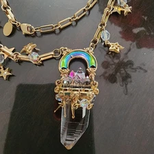 Kirk’s Folly Pixie Ice Palace Rainbow Quartz AB Crystal Pendant Necklace Stars