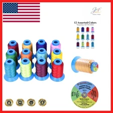 Versatile Heavy Duty Nylon Thread, 3600 YDs in 12 Assorted UV Resistant Colors