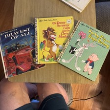 Lot Of 3 a Little Golden Books -Porky Pig & Bugs Bunny, Lion And Monkey Bravest