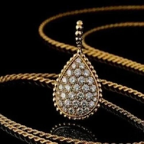 2Ct Round Cut Lab Created Diamond Women's Pendant 14K Yellow Gold Plated Silver
