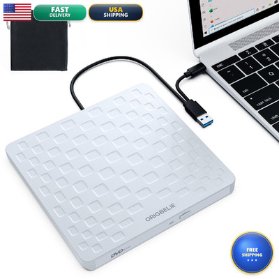 Origbelie External Cd/Dvd Drive For Laptop Ultra Slim 13Mm Usb 3.0 Type-C