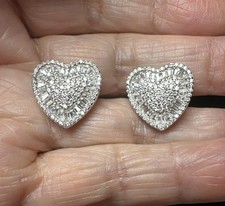 925 Sterling Silver Heart-Shaped Zirconia Earrings. They Are Stud Earrings.