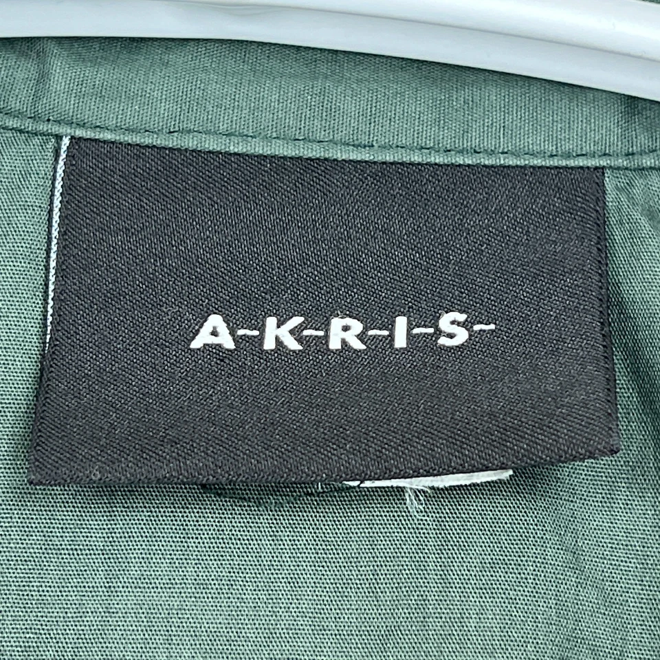 Vestido camisero Akris para mujer 8 verde cuello en V midi clásico mínimo preppy* Foto 2 de 4