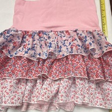 Girls Pink Floral Ruffle Skirt Layered Tiered Elastic Waist Cottagecore Boho L