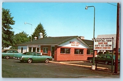 c1960 Shrewsbury Pennsylvania Postcard Windy Hill Farm Dairy Bar Soft Ice Cream