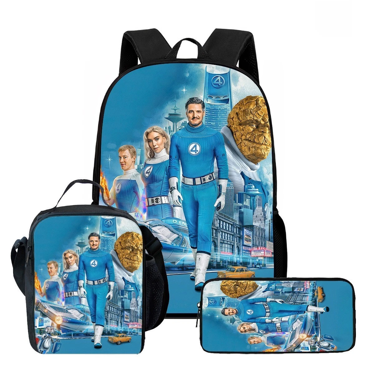 The Fantastic Four School Backpack Insulated Lunch Bag Rucksack Pencil Case Gift