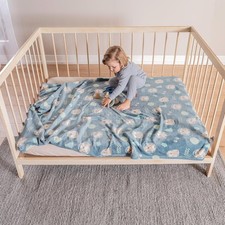 CozyNest Blue Fleece Baby Blanket -40" x 60" Crib Size,Ultra-Soft Hypoallergenic