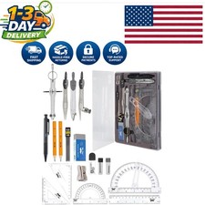 15-Piece Geometry Set with Swing Arm Protractor - Ideal for Students  Teachers