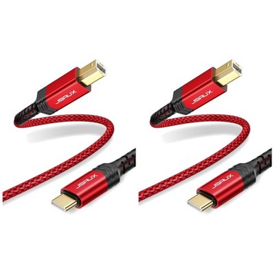 Dual Pack USB C Printer Cable 10ft - Compatible with Scanner