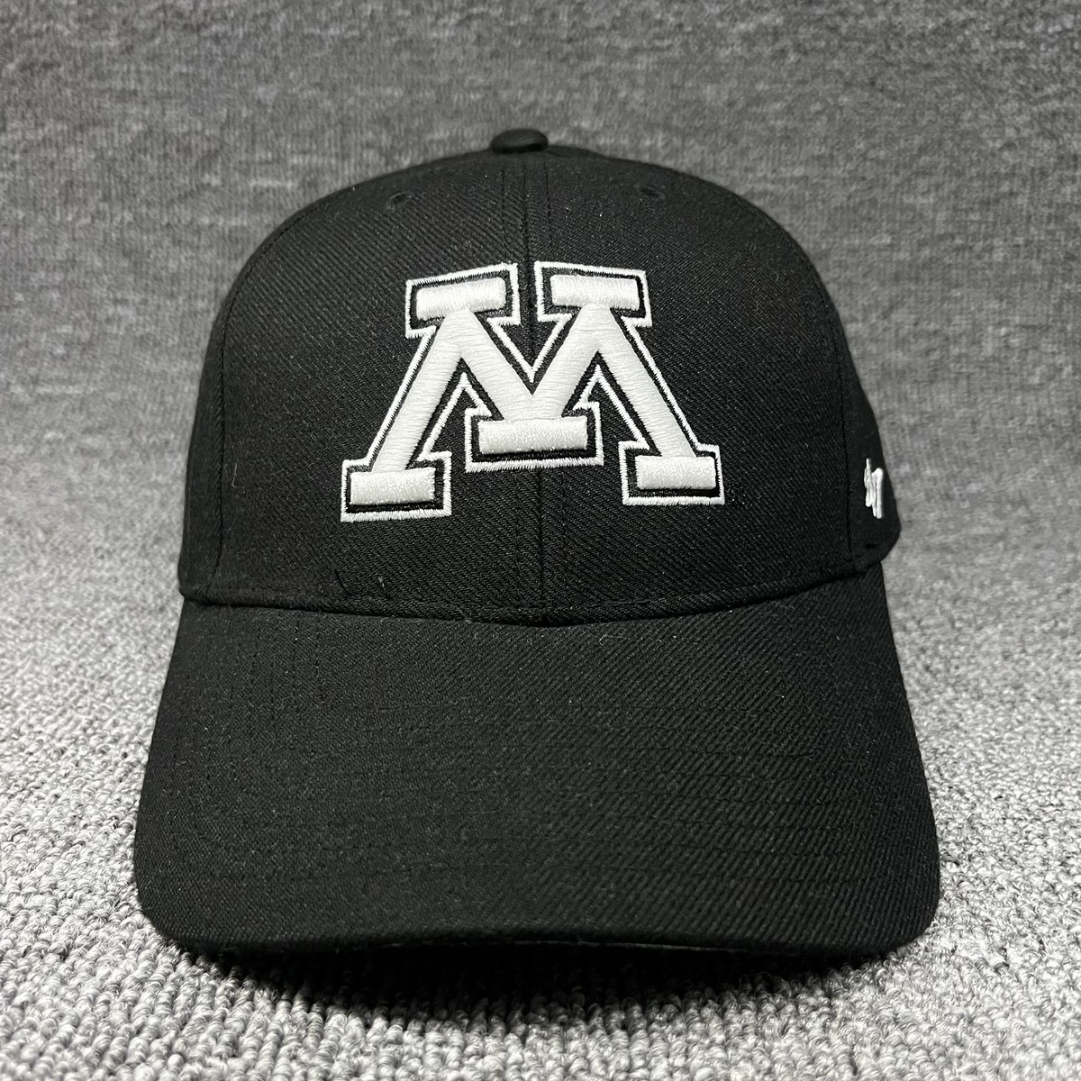 Minnesota Golden Gophers '47 MVP Black Adjustable Hat White Block M Cap