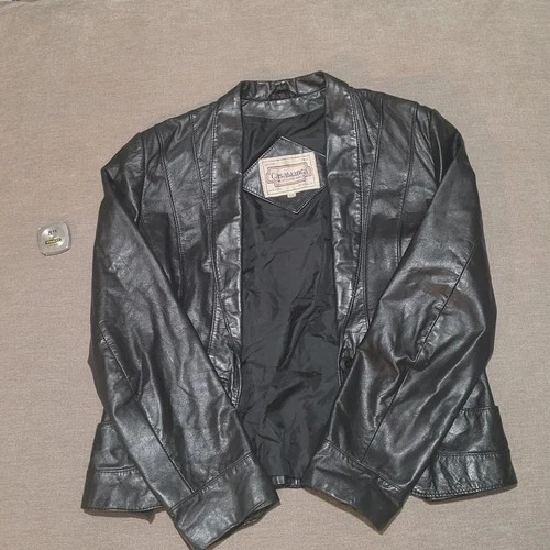 Vintage Casablanca 1970s or 1980s Black Leather jacket - product listing photo
