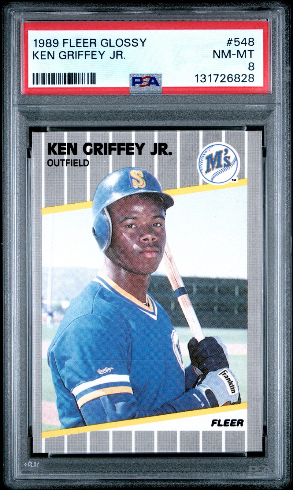 1989 FLEER GLOSSY #548 KEN GRIFFEY JR. PSA 8