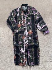 River Island Button Front Shirt Dress Floral Chain Print UK 14 NO BELT *DEFECT*