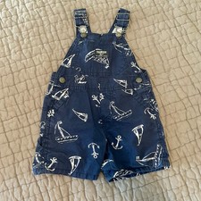 Oshkosh B  gosh Boys Blue Overall Shorts Shortalls 12 Months Boats