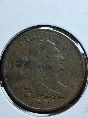 1806 HALF CENT. F/VF CONDITION. ORIGINAL BROWN.