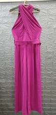 NEW Mango Jumpsuit w/ Crossover Collar and Belt - Purple Size US Medium