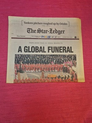 Pope John Paul II Funeral Newspaper April 9 2005 A Global Funeral Star Ledger