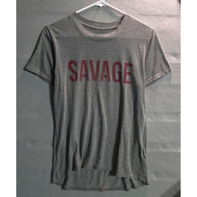 Savage Graphic Tee Gray Short Sleeve Casual Womens S