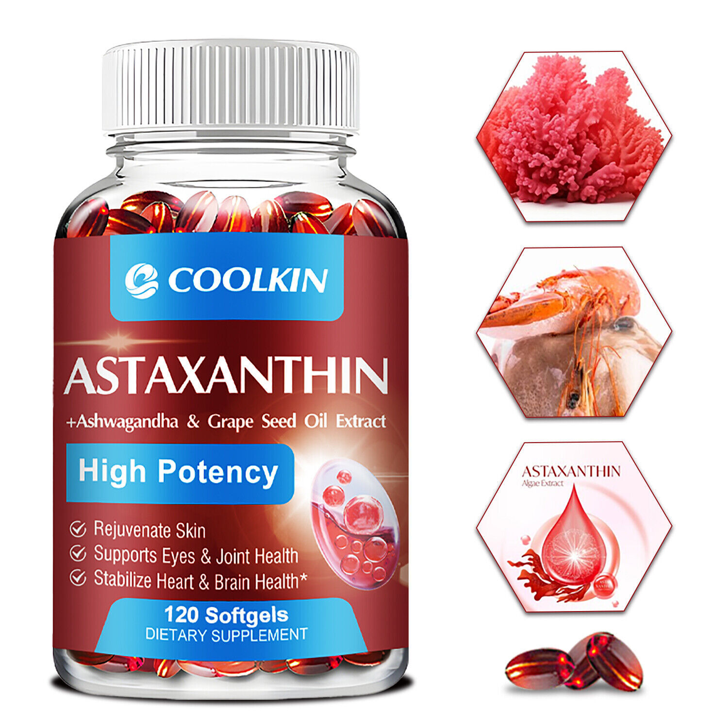 Astaxantina 24 mg-Soporte cardíaco y articular, salud de la
