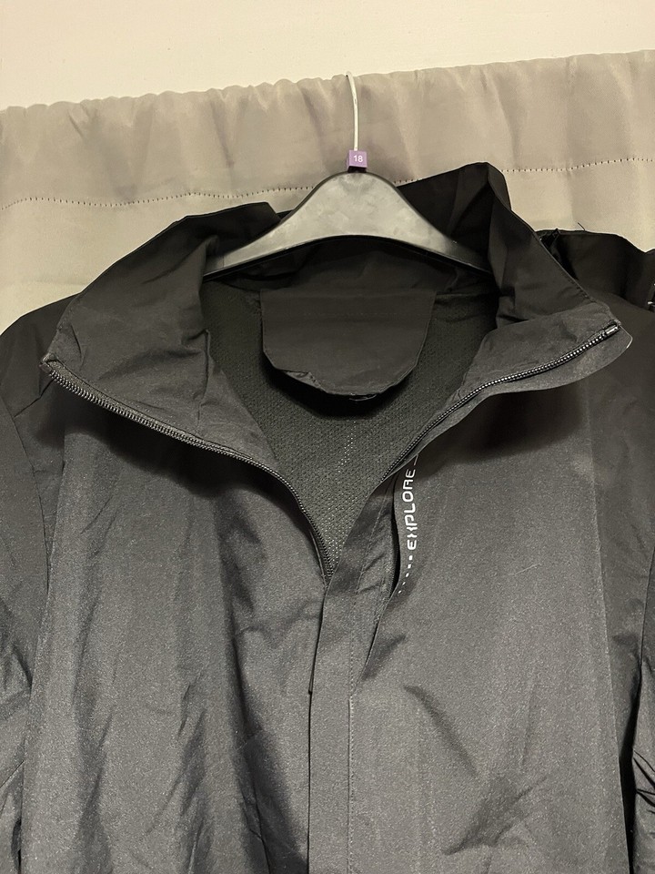 Men’s Waterproof Jacket Coat Lined Hooded Size XXL 44 Black eBay