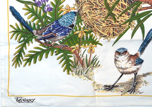Western Australian Blue Wren Linen Tea Towel - Picture 2 of 2
