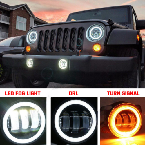Pair 4" Bumper LED Halo Fog Lights For Ford 2009 2010 2011 2012 2013 2014 F150 - Picture 5 of 13