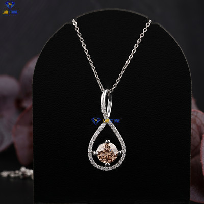 1.23 TCW Round Brilliant Cut Moissanite Diamond Pendant 10K White Gold Labstone