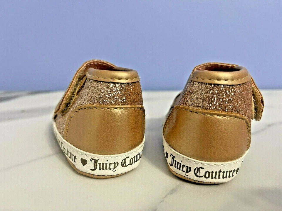 Juicy Couture Baby Girl Crib Shoes Gold Glitter - "JC Baby Santa Cruz" Size 1 - Image 4 of 4