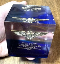 Guest of the CHIEF OF NAVAL  AIR TECH TRAINING, Acrylic Paperweight 3.25&rdquo; 1959