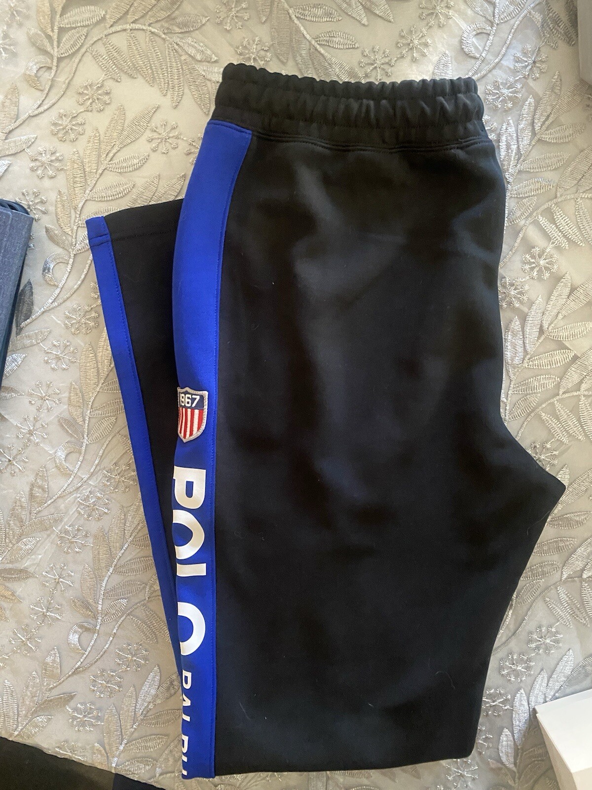 PONY Polo Ralph Lauren donna 1967 nero doppia maglia pantaloni pista jogger felpa M