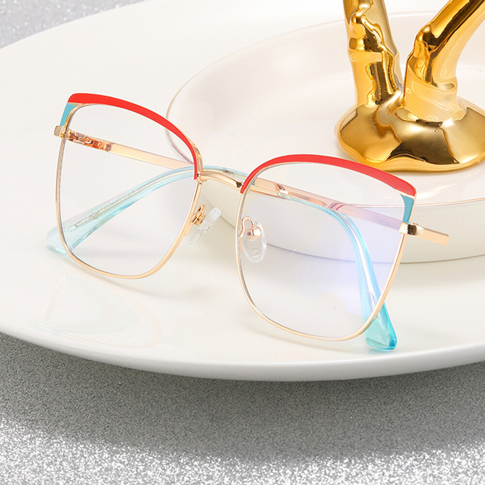 Womens Spring Hinges Glasses Frames Metal Progressive Reading Glasses