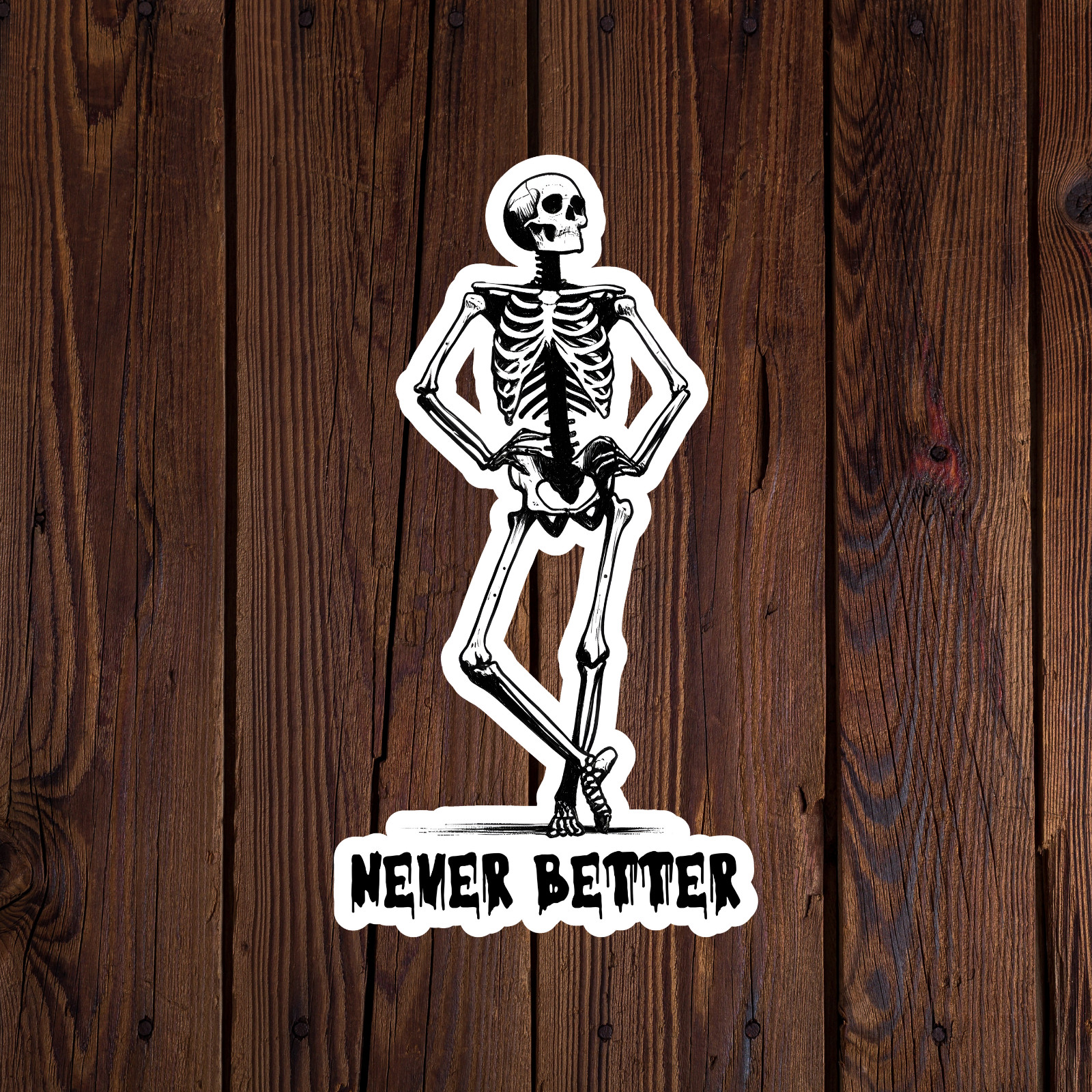 Vinyl Decal Never Better Funny Dark Humor Black Laptop Mug