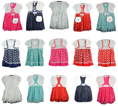 Baby Kleid Ärmelloss Spitze  Kleid mit Bolero Sommer Kleid mit Strass 74,80,86
