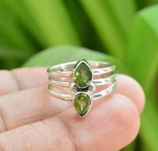 Peridot Gemstone Solid 925 Sterling Silver Statement Designer Ring, All Size M88