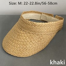 Femmes Pliable Paille Visière Soleil Chapeaux Casquette Réglable Outdoor Voyage