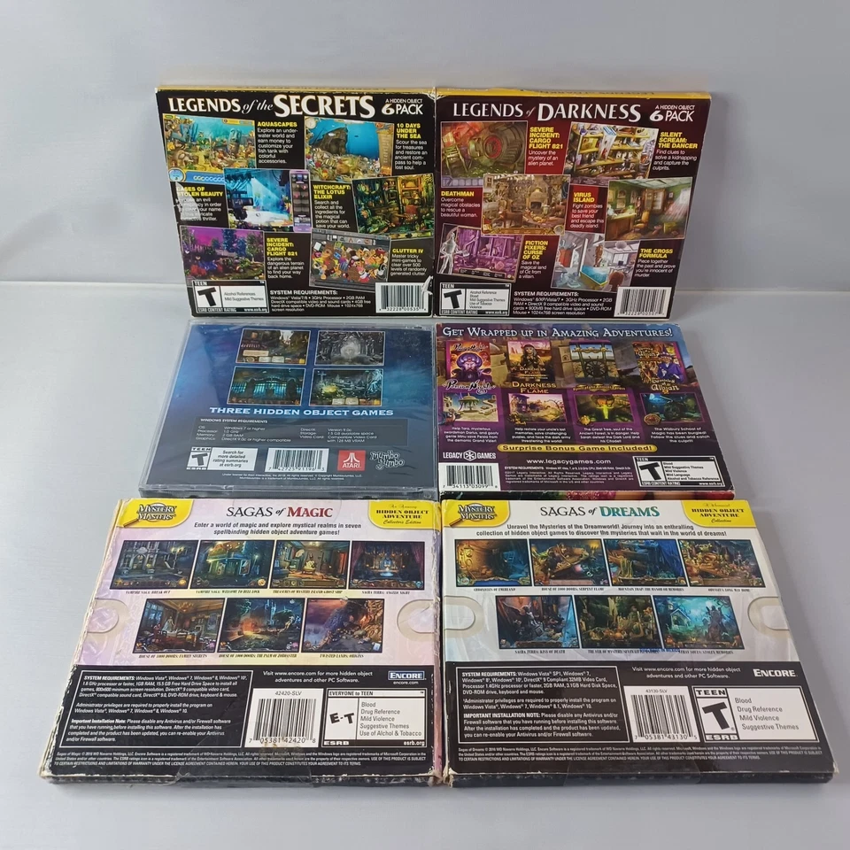 Hidden Object 6 PC CD-ROM Games Lot NEW Legends Secrets Darkness Midnight Sagas - Image 2 of 3