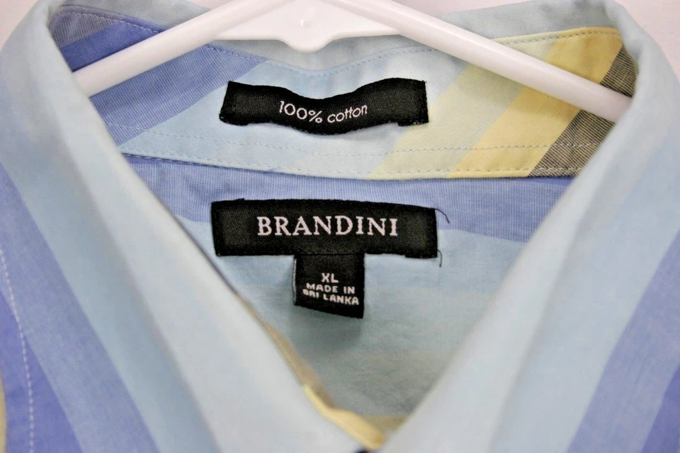 Camisa Brandini para hombre talla XL L/S abotonada multicolor a rayas 100 % algodón Foto 4 de 4