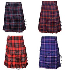 Scottish Tartan Utility Kilt Two Side Round Cargo pockets Utility KILTS For Men