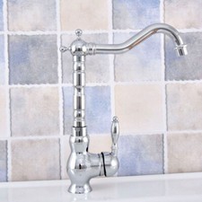 Polished Chrome Bathroom Kitchen Bar Vessel Sink Swivel Faucet Mixer Tap ssf655