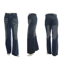 Dark AZZARO Designer Faded blue Jeans Boot Cut 36 x 32 100% Cotton Mens