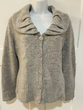 Sarah Spencer Cardigan Sweater Lambswool Angora Rabbit Hair Medium Shawl Collar